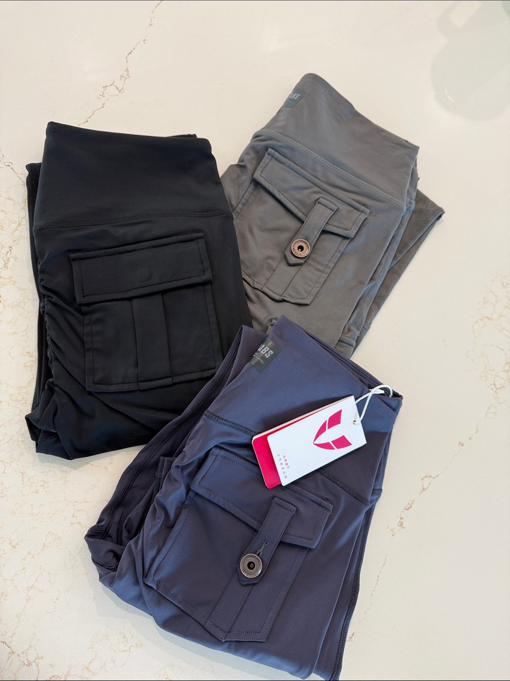 Women’s Black, Gray & Navy Cargo Leggings - Performance Bottoms